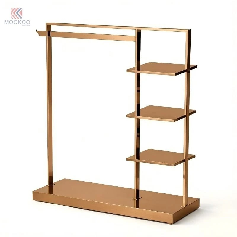 Stainless Steel Metal Clothing Display Rack Heavy Duty Garment Rack Modern Floor Standing Clothes Organizer Hanging Rod LED best