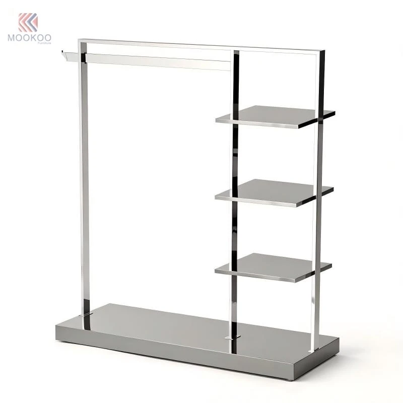 Stainless Steel Metal Clothing Display Rack Heavy Duty Garment Rack Modern Floor Standing Clothes Organizer Hanging Rod LED suppliers