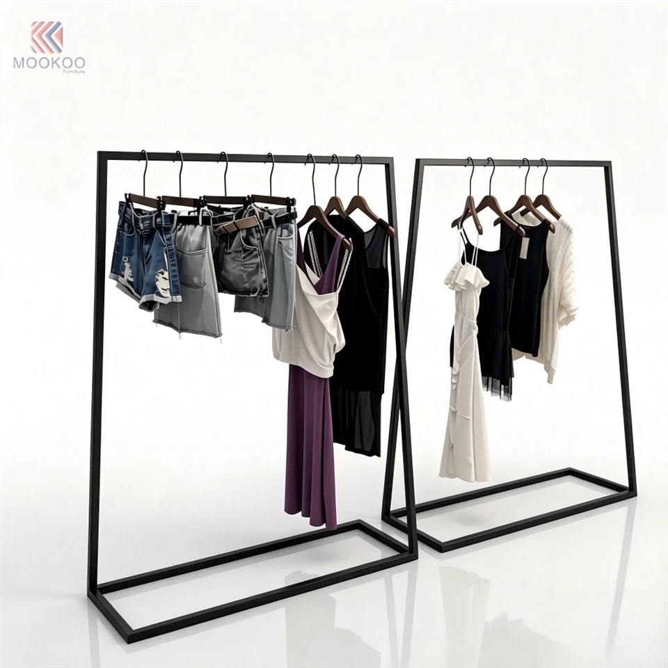 Wholesale MOOKOO Modern Freestanding Metal Clothing Rack With Detachable Design For Garment Stores-OEM Customization