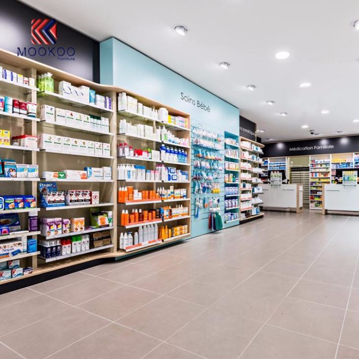 Customized Retail Pharmacy Shop Interior Display Design