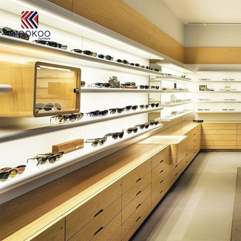 High Quality Glasses Shop Wood Counter Design And Display Showcase