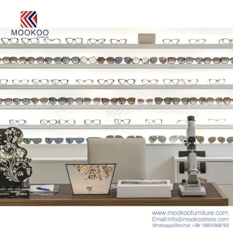 Mdf Coated Paint White Sunglasses Display Cabinet Wall Kiosk Design