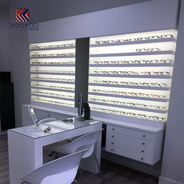 White Display Wooden Cabinet For Eyewear