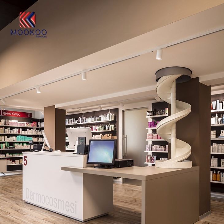 Wooden & Metallic Pharmacy Shop Showcase